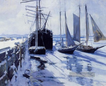  Twachtman Maler - Connecticut Ufer Schnee Impressionist Seenlandschaft John Henry Twachtman